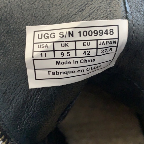 UGG Australia Meredith Black Wedge Leather Ankle Boots Size 11 KEA - Picture 6 of 13